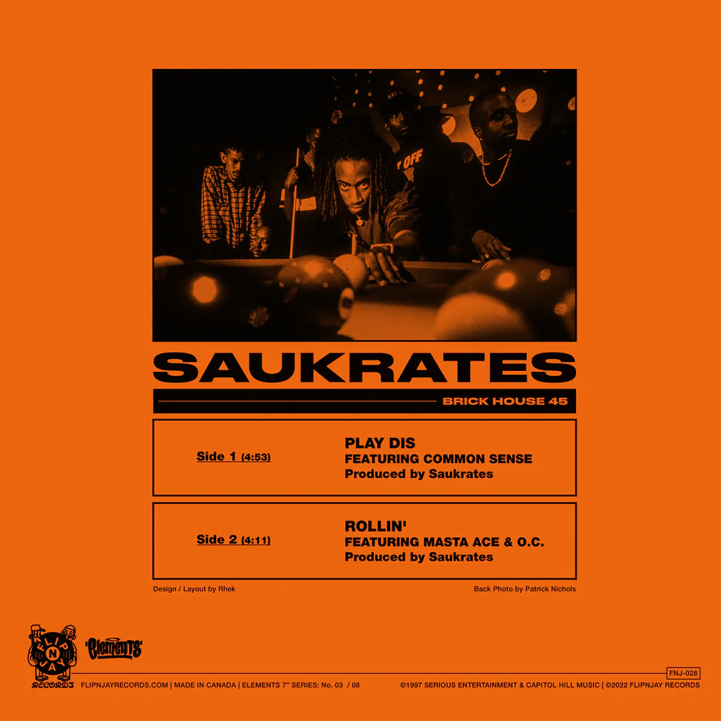 Saukrates - Brickhouse 45: Play Dis b/w Rollin' (Orange Vinyl)