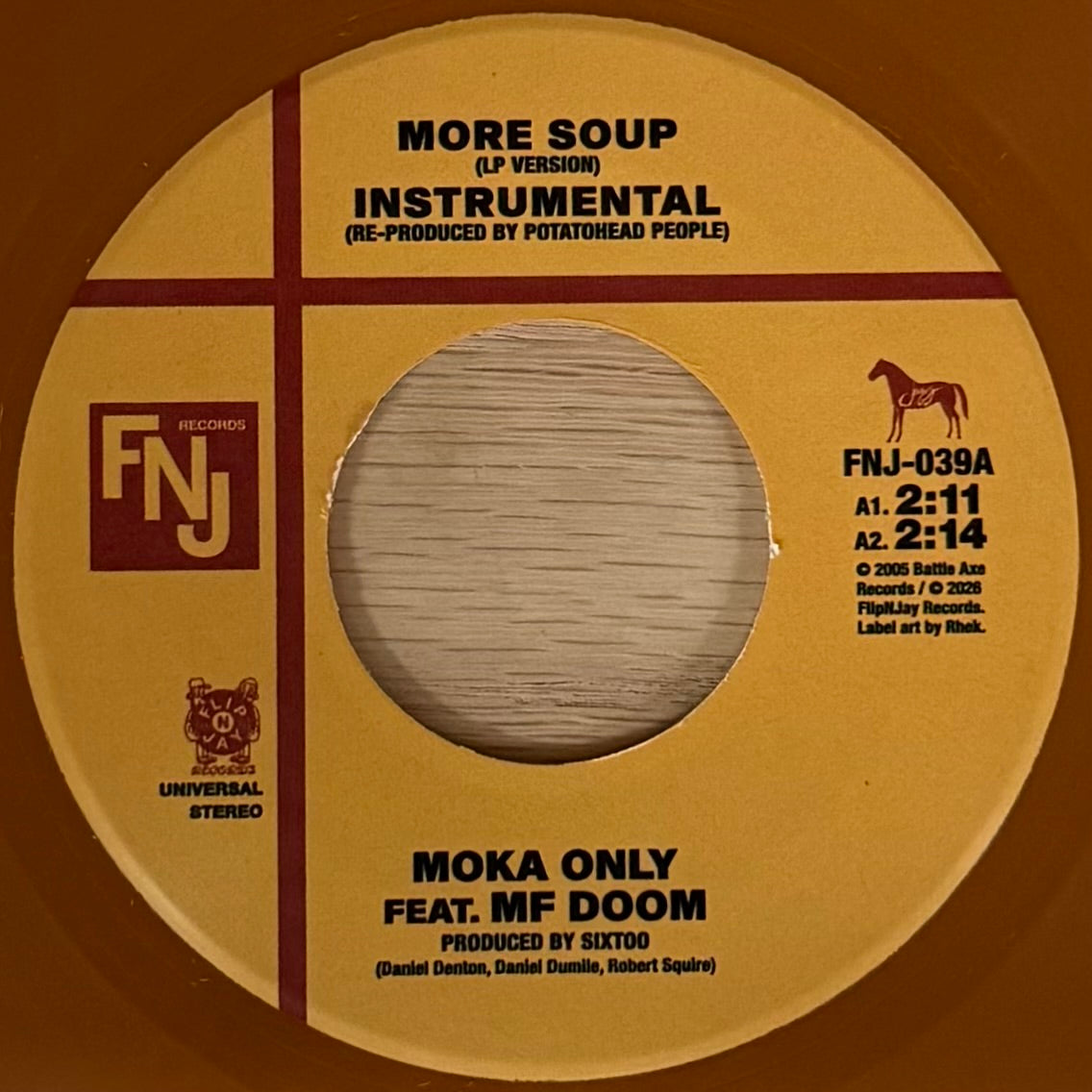 Moka Only - More Soup feat. MF DOOM & Inst b/w One Time (Tan Vinyl) (7")