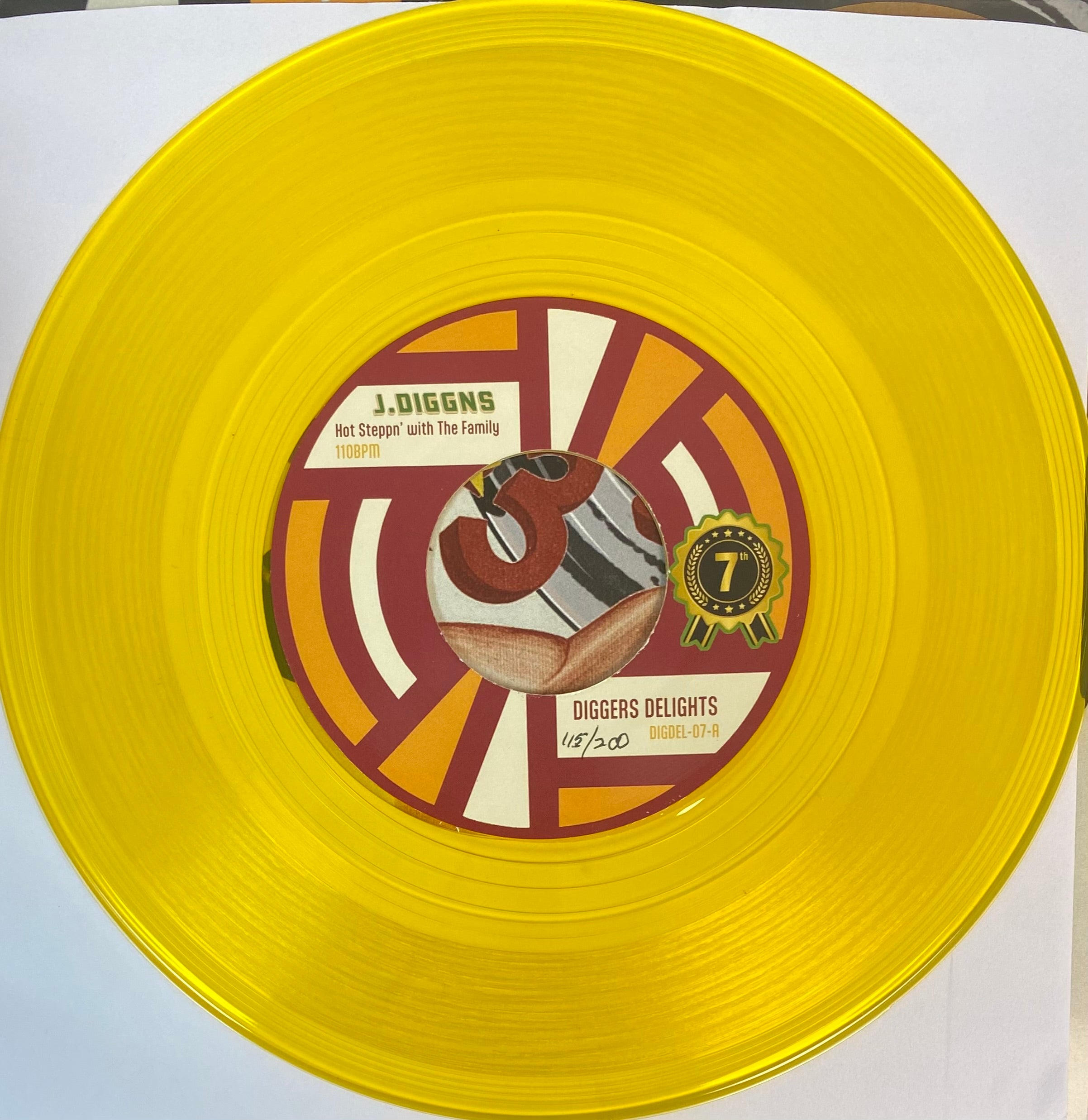 J-Diggns - Hot Steppn' with the Family b/w The S-Man - Good Times (Yellow Vinyl w/ cover) (7")