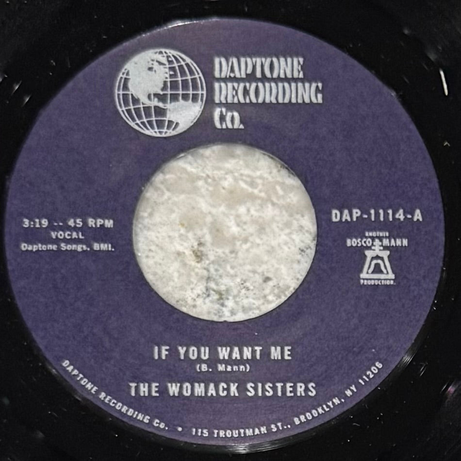Womack Sisters, The - If You Want Me b/w I Just Don't Want You