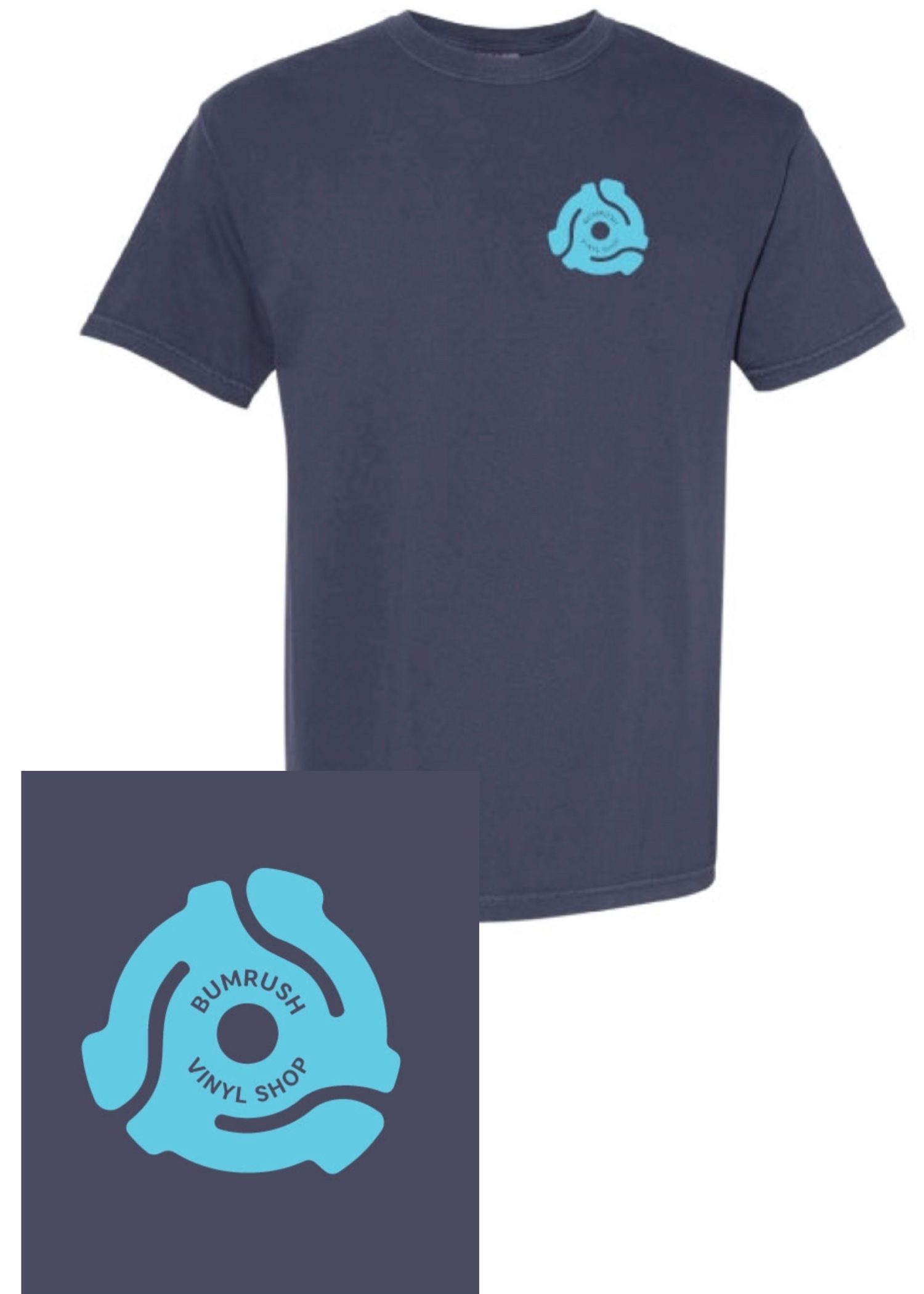 45 Adapter Tee Shirt - Navy w/ Carolina Blue