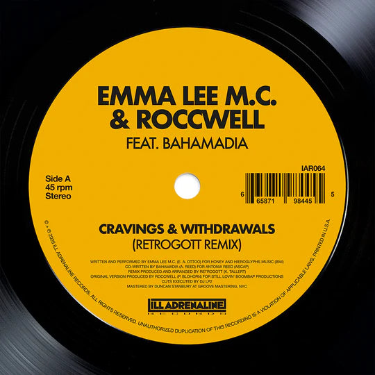 Emma Lee M.C. & Roccwell - Cravings & Withdrawals (Remix) b/w Inst (7")