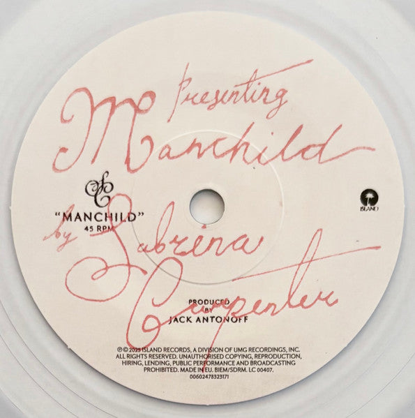 Sabrina Carpenter - Manchild b/w Inside of Your Head When You've Just Won an Argument with a Man (Clear vinyl) (7")